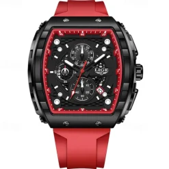 LIGE Men Quartz Watch Sports Business Calendar Waterproof Plastic Silicone Strap Watch