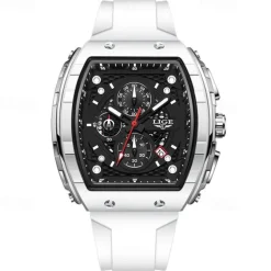 LIGE Men Quartz Watch Sports Business Calendar Waterproof Plastic Silicone Strap Watch