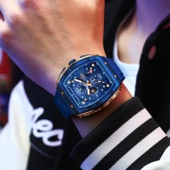 LIGE Men Quartz Watch Sports Business Calendar Waterproof Plastic Silicone Strap Watch