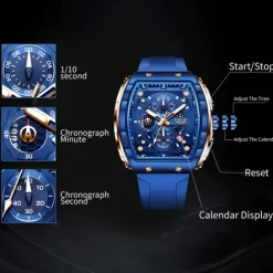 LIGE Men Quartz Watch Sports Business Calendar Waterproof Plastic Silicone Strap Watch