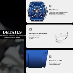 LIGE Men Quartz Watch Sports Business Calendar Waterproof Plastic Silicone Strap Watch