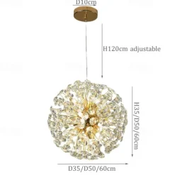 9-Light 50 cm Globe Design Lantern Desgin Chandelier Metal Artistic Style Modern Style Stylish Electroplated Artistic Modern 85-265V