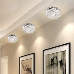 1-Light 10 cm LED Crystal Ceiling Light Unique Design Flush Mount Lights Electroplated Modern Luxury Style Crystal Porch Light Corridor Lamp Aisle Light AC110-240V 3W