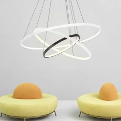 3-Light 80/60/40/20 cm LED Pendant Light Metal Acrylic Ring Circle Design Dimmable Painted Finishes Modern 90W/113W 3-Rings 4-Rings ONLY DIMMABLE WITH REMOTE CONTROL