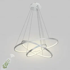 3-Light 80/60/40/20 cm LED Pendant Light Metal Acrylic Ring Circle Design Dimmable Painted Finishes Modern 90W/113W 3-Rings 4-Rings ONLY DIMMABLE WITH REMOTE CONTROL