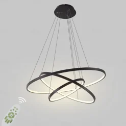 3-Light 80/60/40/20 cm LED Pendant Light Metal Acrylic Ring Circle Design Dimmable Painted Finishes Modern 90W/113W 3-Rings 4-Rings ONLY DIMMABLE WITH REMOTE CONTROL