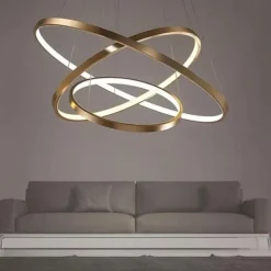 3-Light 80/60/40/20 cm LED Pendant Light Metal Acrylic Ring Circle Design Dimmable Painted Finishes Modern 90W/113W 3-Rings 4-Rings ONLY DIMMABLE WITH REMOTE CONTROL