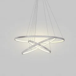 3-Light 80/60/40/20 cm LED Pendant Light Metal Acrylic Ring Circle Design Dimmable Painted Finishes Modern 90W/113W 3-Rings 4-Rings ONLY DIMMABLE WITH REMOTE CONTROL