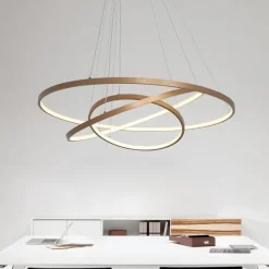3-Light 80/60/40/20 cm LED Pendant Light Metal Acrylic Ring Circle Design Dimmable Painted Finishes Modern 90W/113W 3-Rings 4-Rings ONLY DIMMABLE WITH REMOTE CONTROL