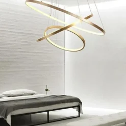 3-Light 80/60/40/20 cm LED Pendant Light Metal Acrylic Ring Circle Design Dimmable Painted Finishes Modern 90W/113W 3-Rings 4-Rings ONLY DIMMABLE WITH REMOTE CONTROL