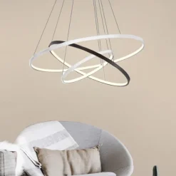 3-Light 80/60/40/20 cm LED Pendant Light Metal Acrylic Ring Circle Design Dimmable Painted Finishes Modern 90W/113W 3-Rings 4-Rings ONLY DIMMABLE WITH REMOTE CONTROL
