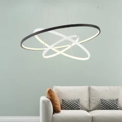 3-Light 80/60/40/20 cm LED Pendant Light Metal Acrylic Ring Circle Design Dimmable Painted Finishes Modern 90W/113W 3-Rings 4-Rings ONLY DIMMABLE WITH REMOTE CONTROL