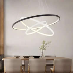 3-Light 80/60/40/20 cm LED Pendant Light Metal Acrylic Ring Circle Design Dimmable Painted Finishes Modern 90W/113W 3-Rings 4-Rings ONLY DIMMABLE WITH REMOTE CONTROL