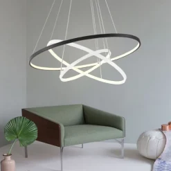 3-Light 80/60/40/20 cm LED Pendant Light Metal Acrylic Ring Circle Design Dimmable Painted Finishes Modern 90W/113W 3-Rings 4-Rings ONLY DIMMABLE WITH REMOTE CONTROL