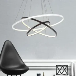 3-Light 80/60/40/20 cm LED Pendant Light Metal Acrylic Ring Circle Design Dimmable Painted Finishes Modern 90W/113W 3-Rings 4-Rings ONLY DIMMABLE WITH REMOTE CONTROL