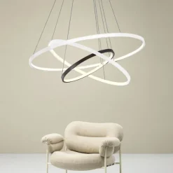 3-Light 80/60/40/20 cm LED Pendant Light Metal Acrylic Ring Circle Design Dimmable Painted Finishes Modern 90W/113W 3-Rings 4-Rings ONLY DIMMABLE WITH REMOTE CONTROL