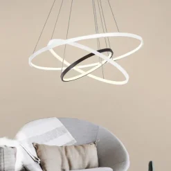 3-Light 80/60/40/20 cm LED Pendant Light Metal Acrylic Ring Circle Design Dimmable Painted Finishes Modern 90W/113W 3-Rings 4-Rings ONLY DIMMABLE WITH REMOTE CONTROL