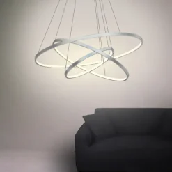 3-Light 80/60/40/20 cm LED Pendant Light Metal Acrylic Ring Circle Design Dimmable Painted Finishes Modern 90W/113W 3-Rings 4-Rings ONLY DIMMABLE WITH REMOTE CONTROL