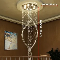 8-Light 60 cm Line Design Modern Pendant Light Crystal Bulb Included Designers Chandelier Metal Electroplated Chic Modern Living Room（Bulb not included ）