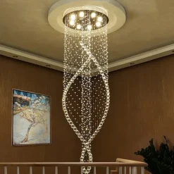 8-Light 60 cm Line Design Modern Pendant Light Crystal Bulb Included Designers Chandelier Metal Electroplated Chic Modern Living Room（Bulb not included ）