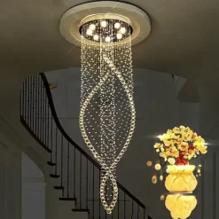 8-Light 60 cm Line Design Modern Pendant Light Crystal Bulb Included Designers Chandelier Metal Electroplated Chic Modern Living Room（Bulb not included ）