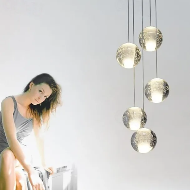 5-Light 10(4") Crystal / LED Pendant Light Metal Cluster Chrome Modern Contemporary 90-240V