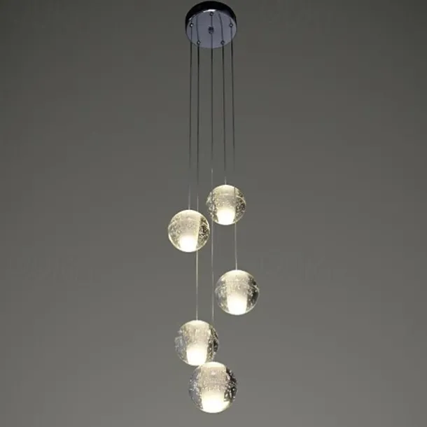 5-Light 10(4") Crystal / LED Pendant Light Metal Cluster Chrome Modern Contemporary 90-240V