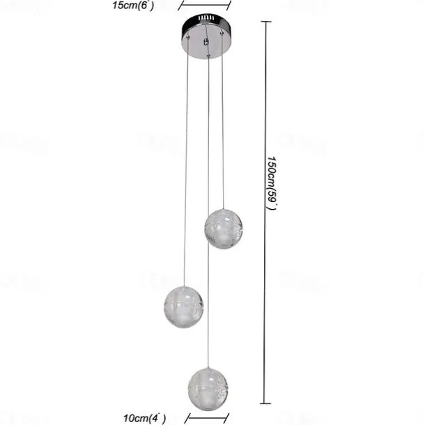 5-Light 10(4") Crystal / LED Pendant Light Metal Cluster Chrome Modern Contemporary 90-240V