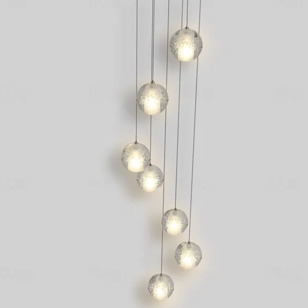 7-Light 10(4") Crystal LED Pendant Light Spherical Design Metal Cluster Chrome Modern Contemporary for Dining Room 90-240V