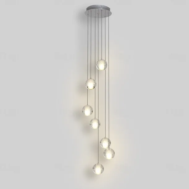7-Light 10(4") Crystal LED Pendant Light Spherical Design Metal Cluster Chrome Modern Contemporary for Dining Room 90-240V