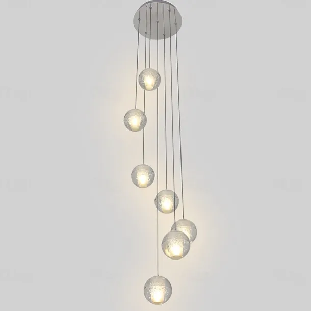 7-Light 10(4") Crystal LED Pendant Light Spherical Design Metal Cluster Chrome Modern Contemporary for Dining Room 90-240V