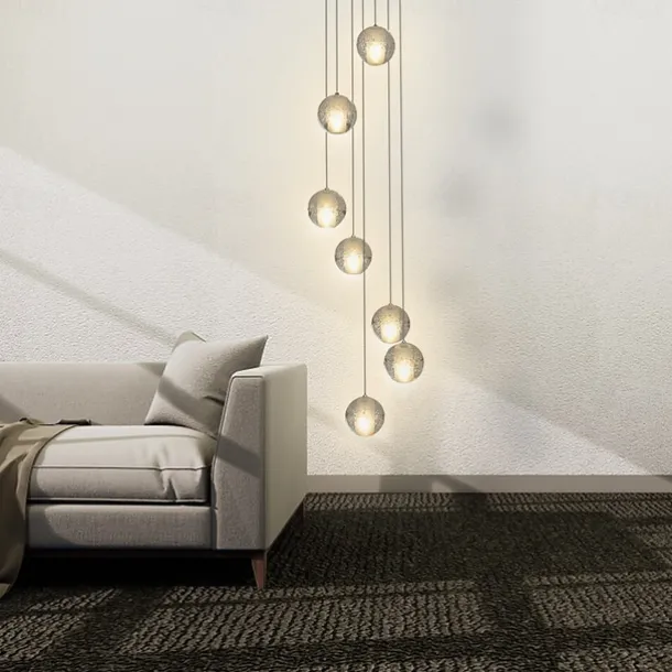 7-Light 10(4") Crystal LED Pendant Light Spherical Design Metal Cluster Chrome Modern Contemporary for Dining Room 90-240V