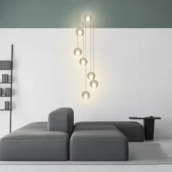 7-Light 10(4") Crystal LED Pendant Light Spherical Design Metal Cluster Chrome Modern Contemporary for Dining Room 90-240V