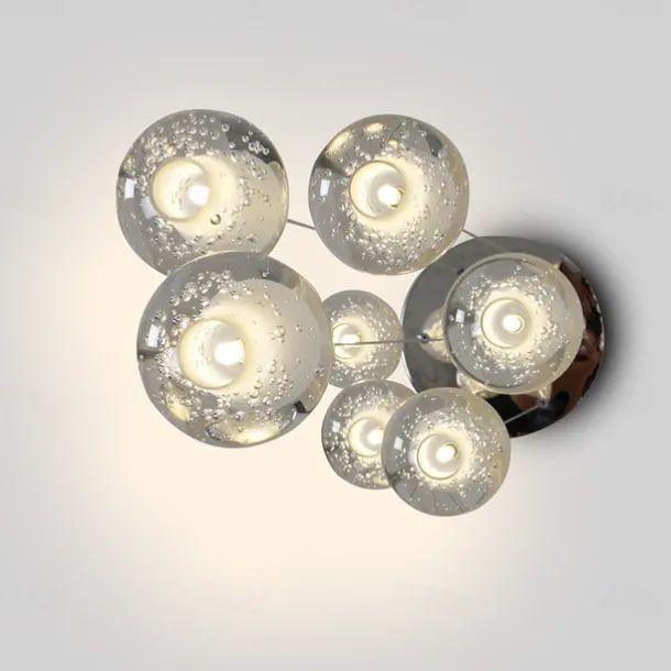 7-Light 10(4") Crystal LED Pendant Light Spherical Design Metal Cluster Chrome Modern Contemporary for Dining Room 90-240V