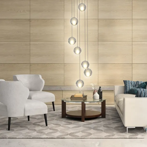 7-Light 10(4") Crystal LED Pendant Light Spherical Design Metal Cluster Chrome Modern Contemporary for Dining Room 90-240V