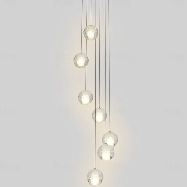 7-Light 10(4") Crystal LED Pendant Light Spherical Design Metal Cluster Chrome Modern Contemporary for Dining Room 90-240V