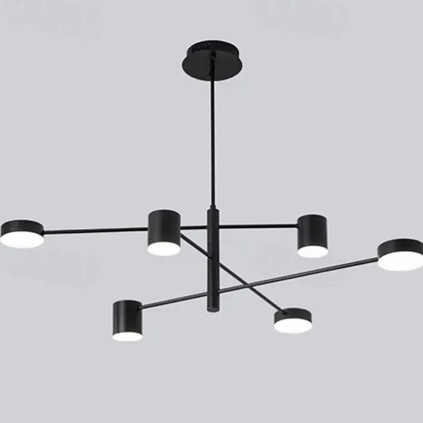 6-Light 6 Lights LED Industrial Chandelier/ Ambient Light Black Painted for Living Room Bedroom 110-120V/ 220-240V / Warm White/ White