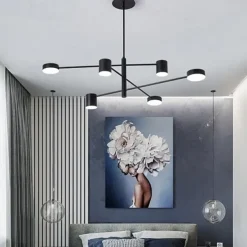 6-Light 6 Lights LED Industrial Chandelier/ Ambient Light Black Painted for Living Room Bedroom 110-120V/ 220-240V / Warm White/ White