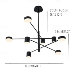 6-Light 6 Lights LED Industrial Chandelier/ Ambient Light Black Painted for Living Room Bedroom 110-120V/ 220-240V / Warm White/ White