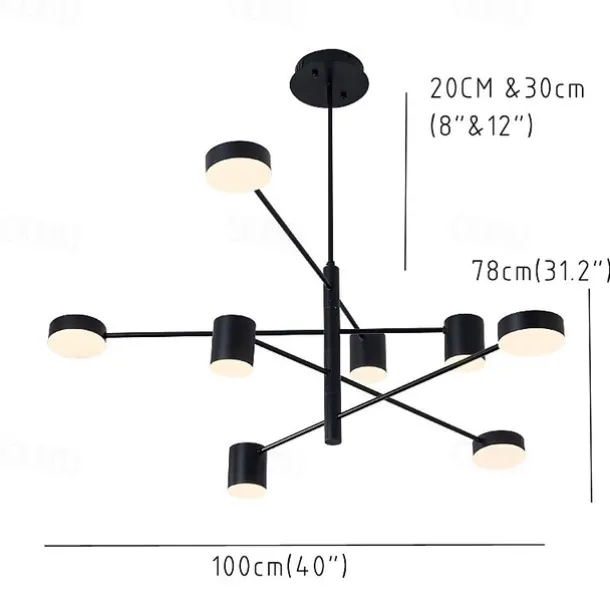 6-Light 6 Lights LED Industrial Chandelier/ Ambient Light Black Painted for Living Room Bedroom 110-120V/ 220-240V / Warm White/ White