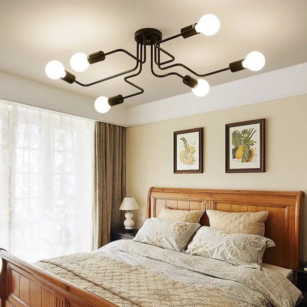 6-Light American simple living room lamp LED bedroom study simple modern atmospheric ceiling lamp