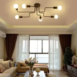 6-Light American simple living room lamp LED bedroom study simple modern atmospheric ceiling lamp