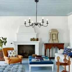 6-Light Black Chandelier Rustic Industrial Iron Chandeliers Lighting for Kitchen, Dining Room, Living Room, Bedroom,35 Inch,E12,110-240V