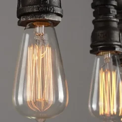 5-Light 90cm Industrial Pendant Light Vintage Wrought Iron Pipe in Black Finish Steampunk Chandelier Bar Bistro Restaurant Lighting