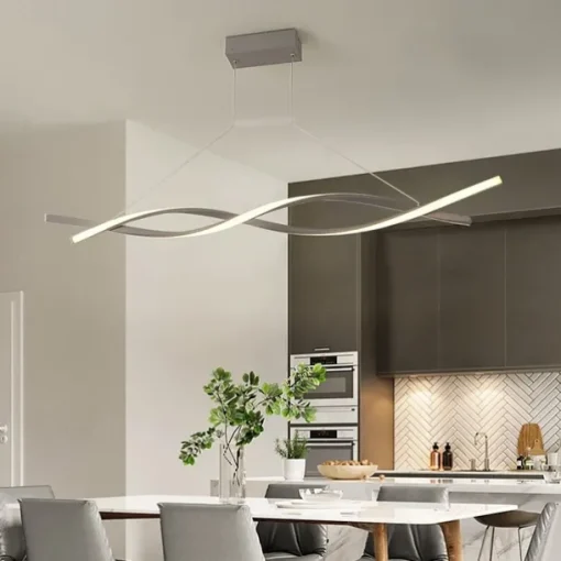 2-Light 80/100cm LED Pendant Light Aluminum Line Design Curl Wave Design Adjustable Chandelier Nordic Style Dining Room Living Room Lights 36W 110-240V ONLY DIMMABLE WITH REMOTE CONTROL