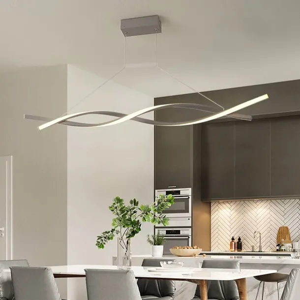 2-Light 80/100cm LED Pendant Light Aluminum Line Design Curl Wave Design Adjustable Chandelier Nordic Style Dining Room Living Room Lights 36W 110-240V ONLY DIMMABLE WITH REMOTE CONTROL