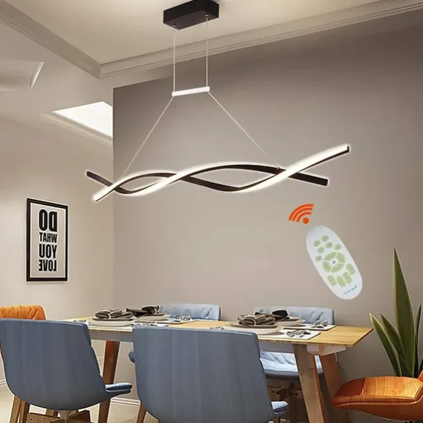 2-Light 80/100cm LED Pendant Light Aluminum Line Design Curl Wave Design Adjustable Chandelier Nordic Style Dining Room Living Room Lights 36W 110-240V ONLY DIMMABLE WITH REMOTE CONTROL