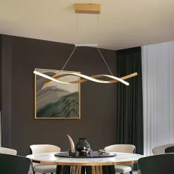 2-Light 80/100cm LED Pendant Light Aluminum Line Design Curl Wave Design Adjustable Chandelier Nordic Style Dining Room Living Room Lights 36W 110-240V ONLY DIMMABLE WITH REMOTE CONTROL