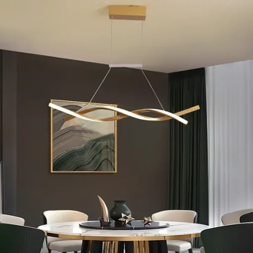 2-Light 80/100cm LED Pendant Light Aluminum Line Design Curl Wave Design Adjustable Chandelier Nordic Style Dining Room Living Room Lights 36W 110-240V ONLY DIMMABLE WITH REMOTE CONTROL