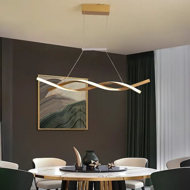2-Light 80/100cm LED Pendant Light Aluminum Line Design Curl Wave Design Adjustable Chandelier Nordic Style Dining Room Living Room Lights 36W 110-240V ONLY DIMMABLE WITH REMOTE CONTROL